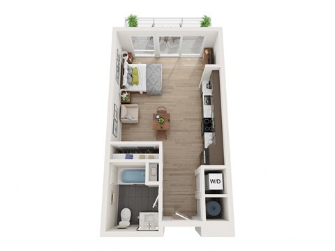 Floor plan for studio, 1 bath, 549 sqft